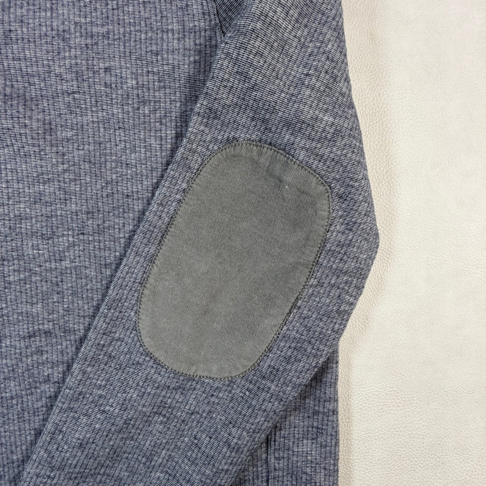 Hugo Boss Piceno 33 Mens XXL Blue Gray Quarter Zip Pullover Elbow Patches - Picture 8 of 15
